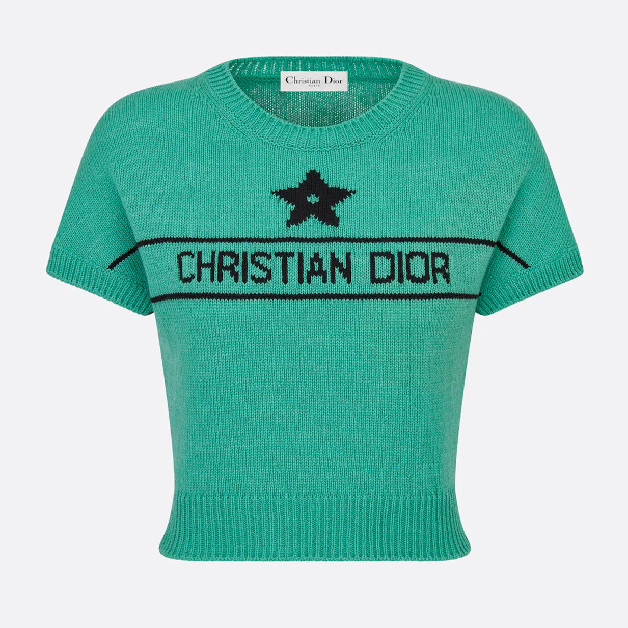 Women's Spring. Autumn and Winter Dioriviera Embroidery Round Neck Slim Knit Sweater Solid Color Short Sleeve Cashmere Sweater #71371