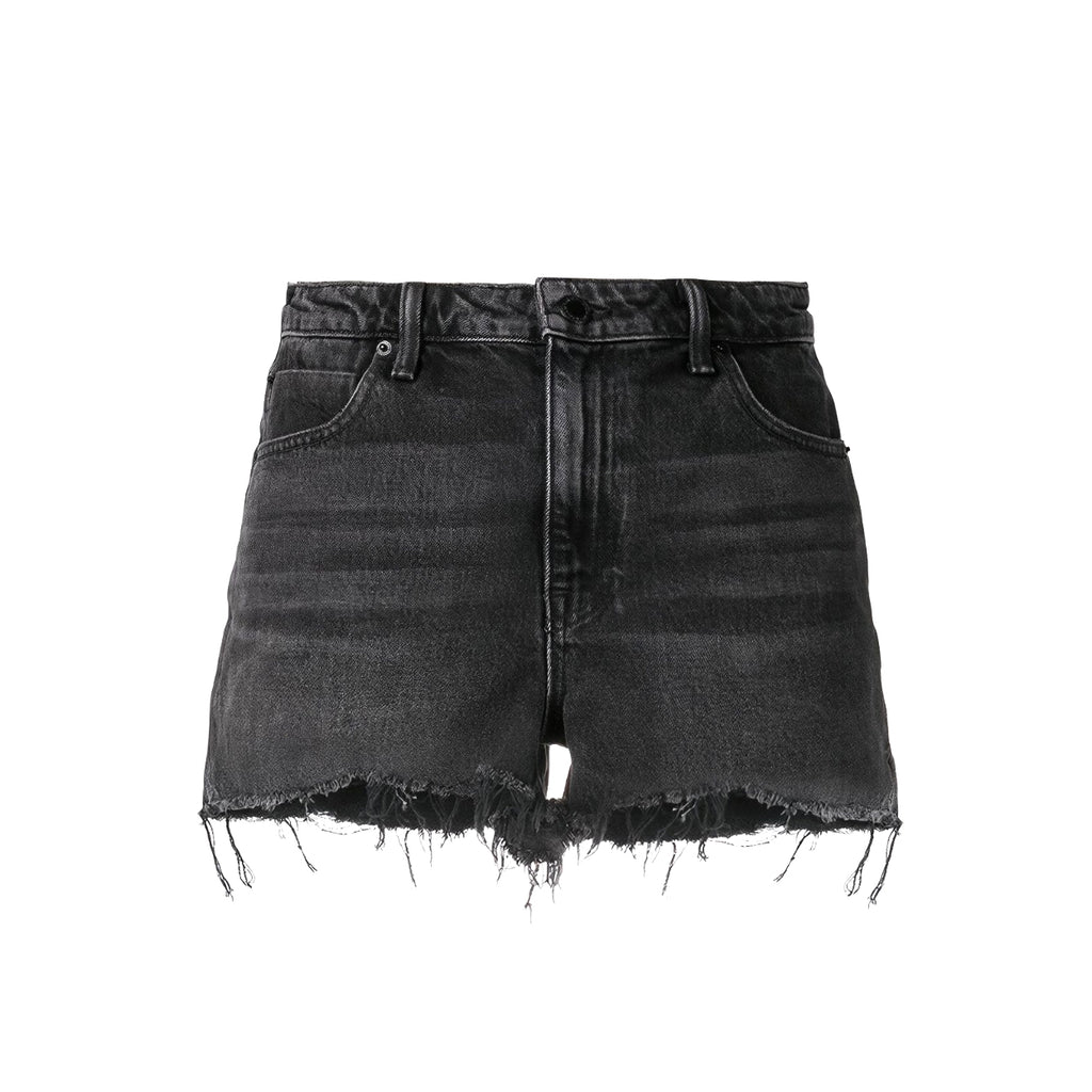 Women's Summer Washed Solid Colour Worn Raw Edge Denim Shorts #76852