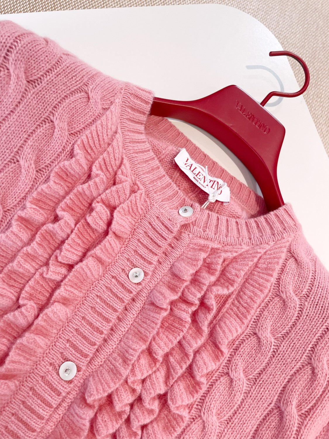 Women's Spring. Autumn And Winter V-Neck Ruffled Solid Color Knitted Sweater Long-Sleeved Cardigan Ngvp #1256