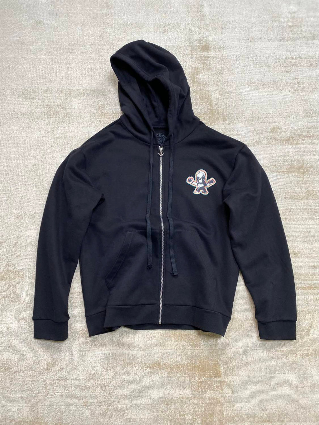 Men's Spring and Fall Black Logo Printed Zipper Long Sleeve Hooded Jacket #72488