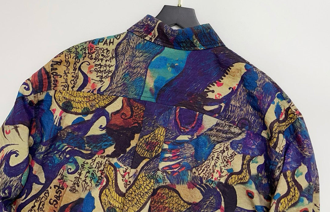 Lemaire Men's Women's Fashion Spring And Autumn Full Print Lapel Loose Long Sleeve Shirt Ngvp #7914