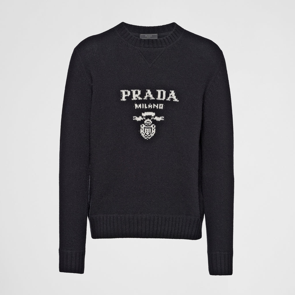 Men's Spring And Fall Solid Color Round Neck Printed Logo Cashmere Knit Sweater Pullover #74724