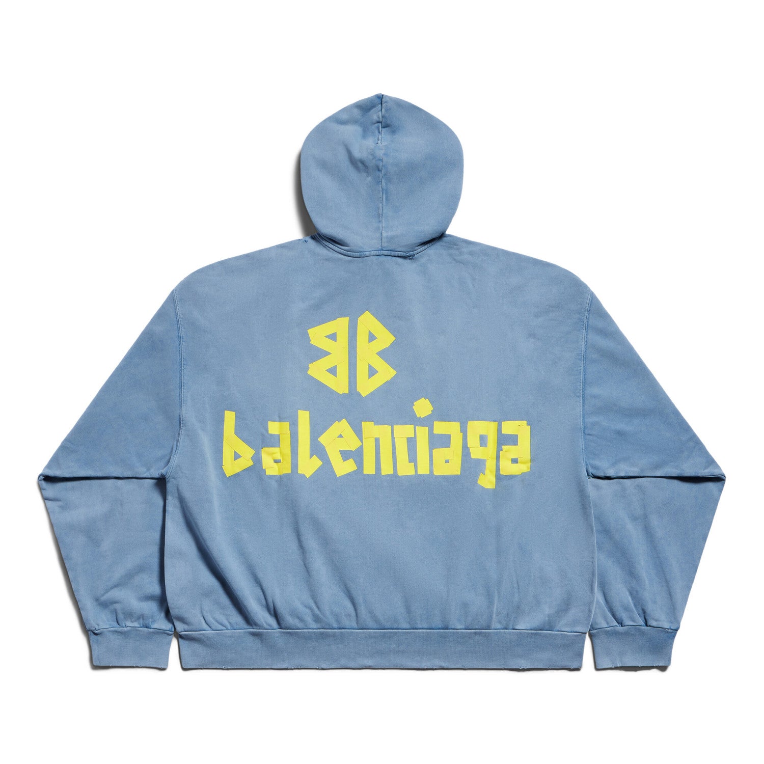 Men's Spring and Fall Logo Letter Print Blue Loose Fit Hooded Sweatshirt Pullover #98387