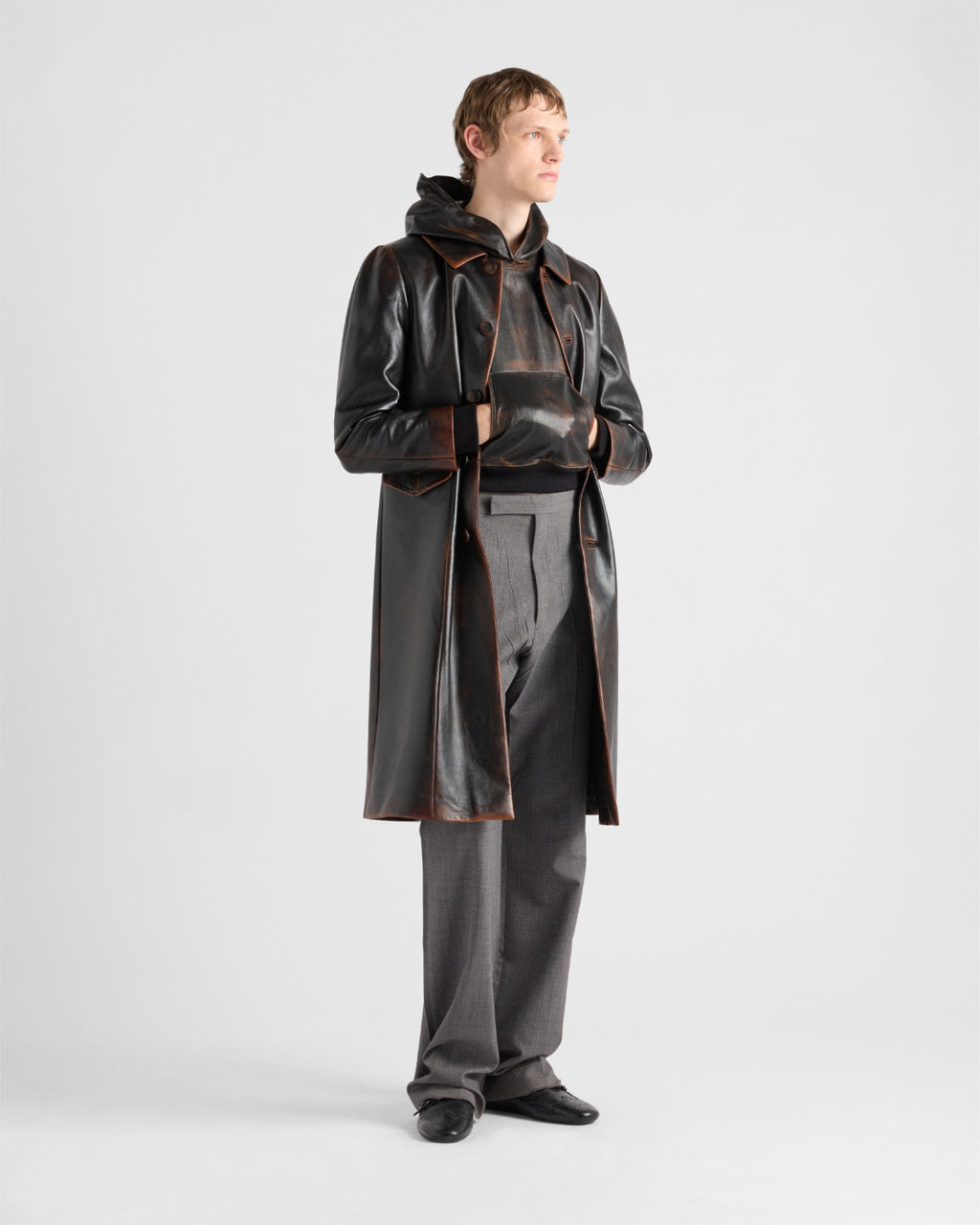 2025 Autumn/Winter Runway Collection Nappa Leather Hoodie - Italian Lambskin with Premium Craftsmanship #83115A