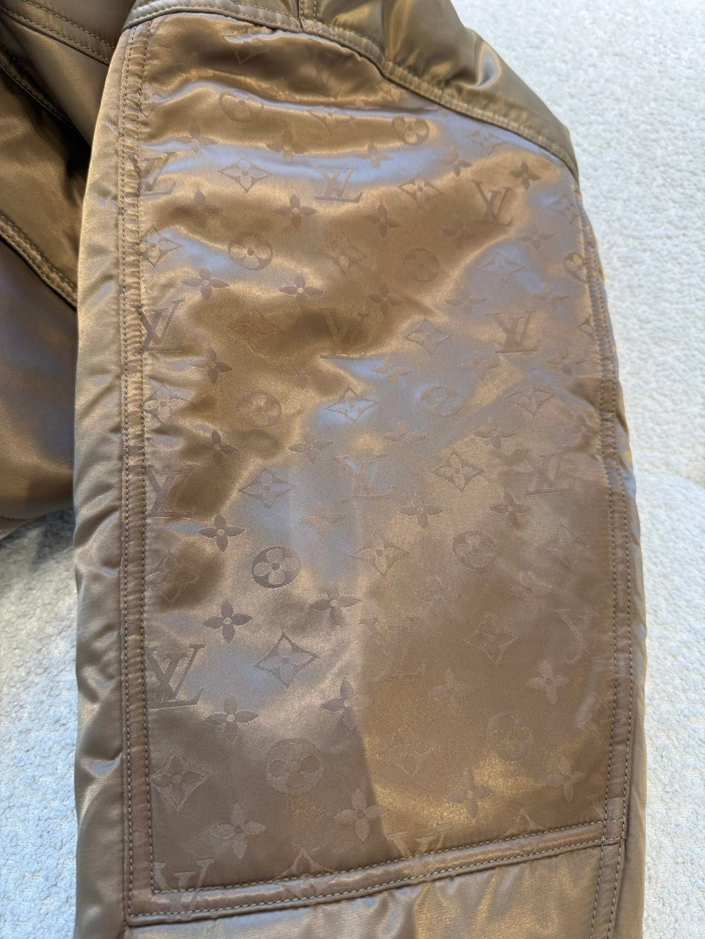 Satin Material Lapel Classic Monogram Aged Pattern Pilot Jacket #194241