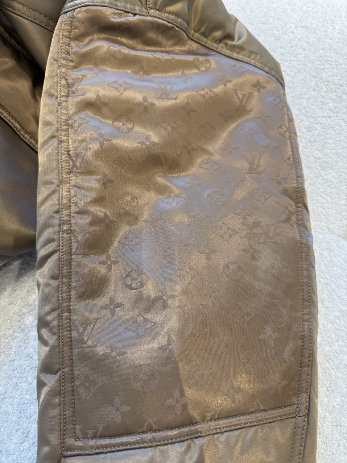 Satin Material Lapel Classic Monogram Aged Pattern Pilot Jacket #194241