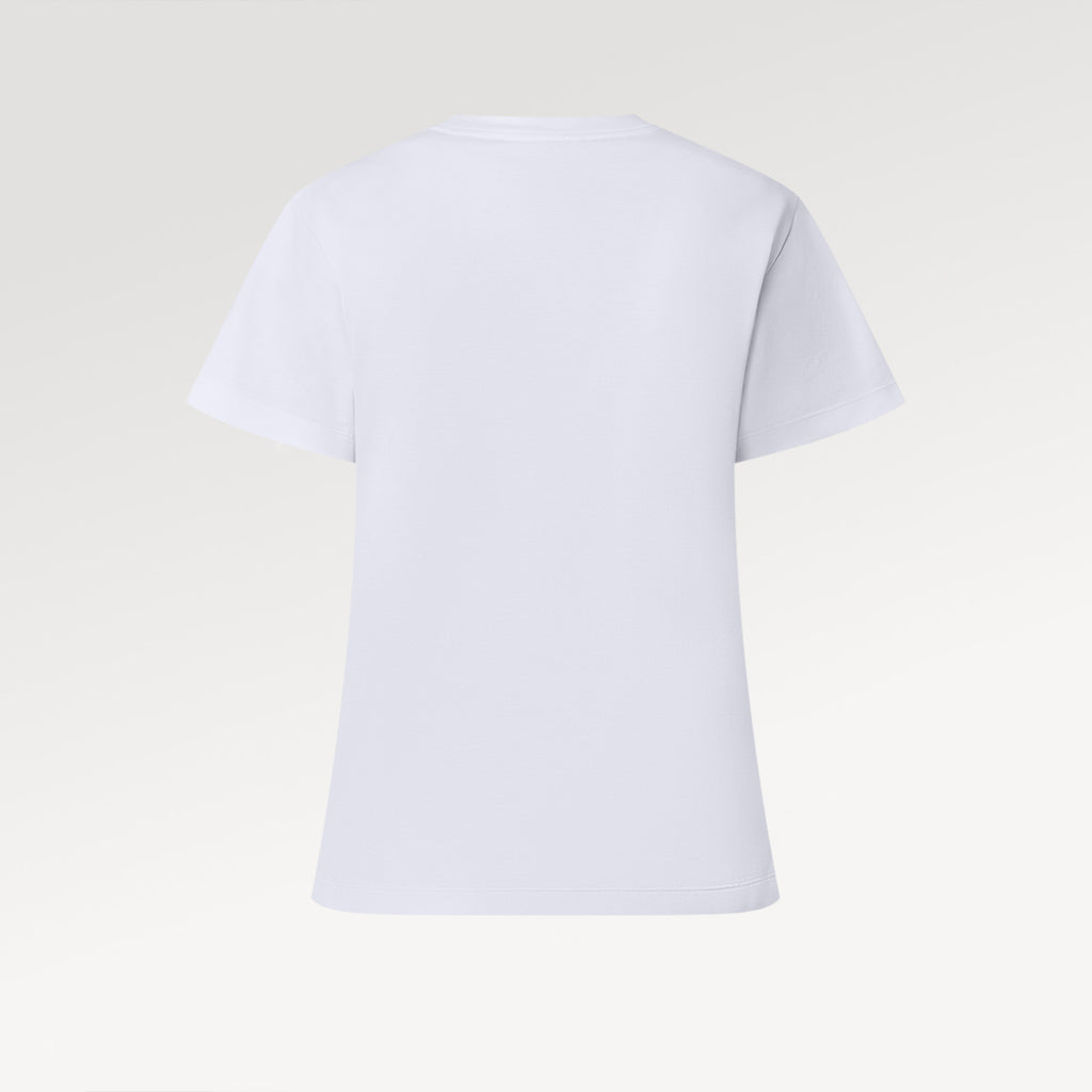 Men's Women's Spring Summer Chain Appliques Pattern Loose T-Shirt Round Neck Cotton Top Ngvp #8866