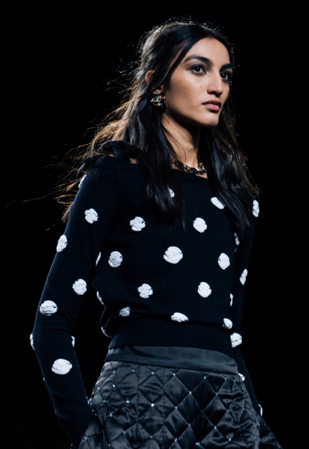 Women's Camellia Autumn/Winter Round Neck Pullover Bubble Sleeve Wool Blend Off-the-Shoulder Knitted Sweater Ngvp #2146