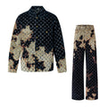 Men's Autumn and Winter Pattern Printed Lapel Single Breasted Denim Jacket Jeans Pants Set Suit #97775