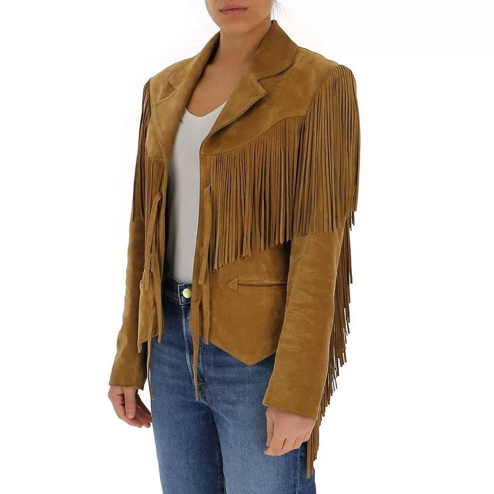 Women's Spring And Fall Fashion Luxury Suede Temperament Jacket Tassel Lapel Long Sleeve Short Jacket Ngvp  #7969