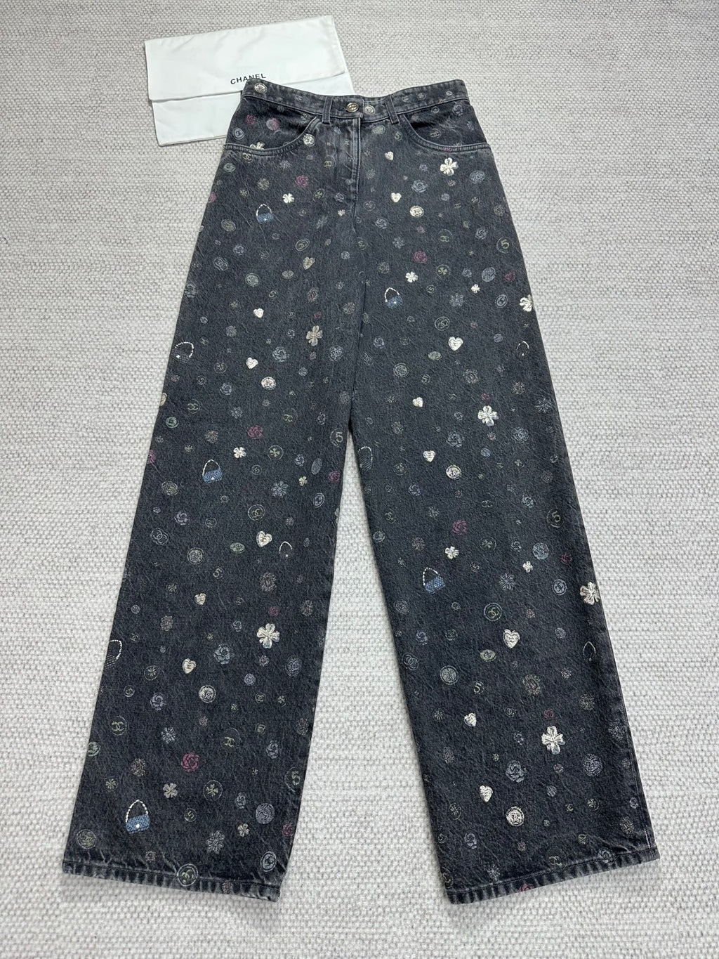 Women's Spring/Fall Fashion Casual Patterned Print Straight-Leg Relaxed Fit Jeans Pants #78615