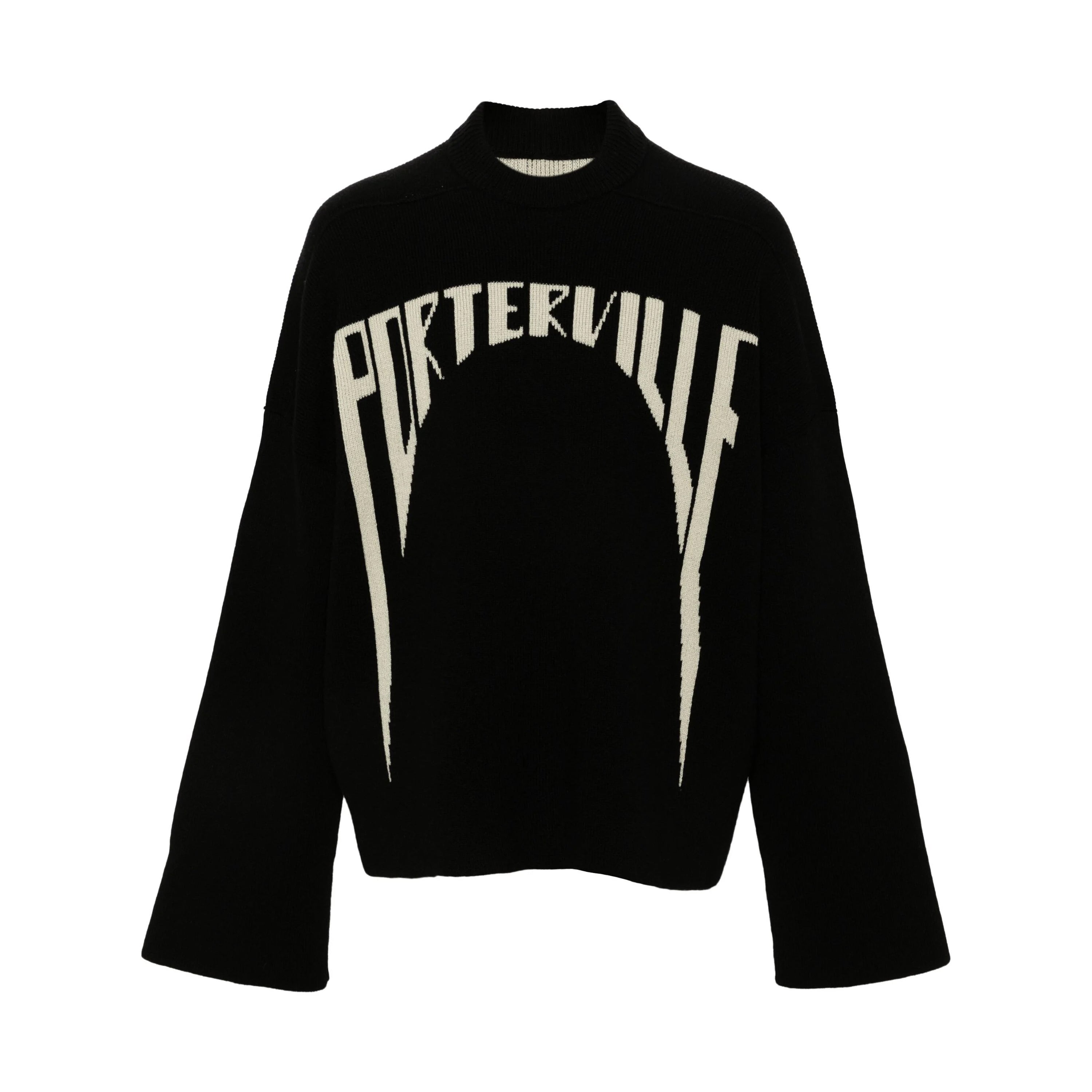 Rick Owens Men's Spring. Fall And Winter Half Turtleneck Letter Jacquard Black Knit Long Sleeve Wool Sweater Ngvp #9438