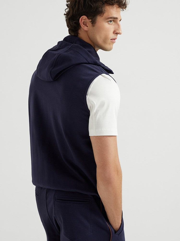 BC Men's Hooded Two-Way Zipper Spring & Autumn Solid Color Cotton Sleeveless Waistcoat Vest Ngvp #1765