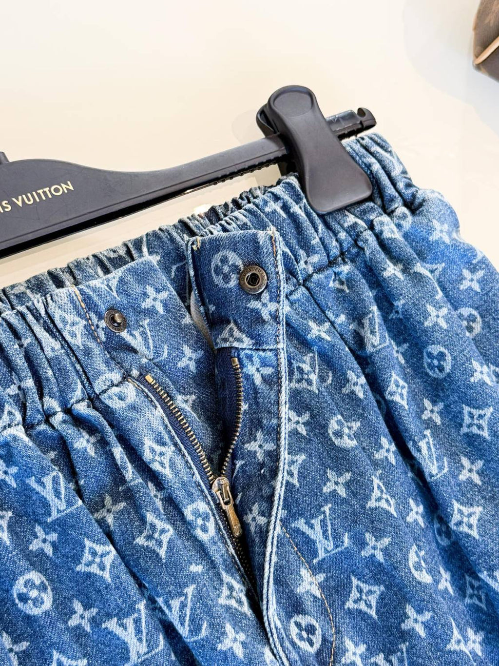 Monogram Jeans Women's Luxury Elastic Waist Drawstring Straight Jeans Fashion Temperament Trend Denim Pants  #81451