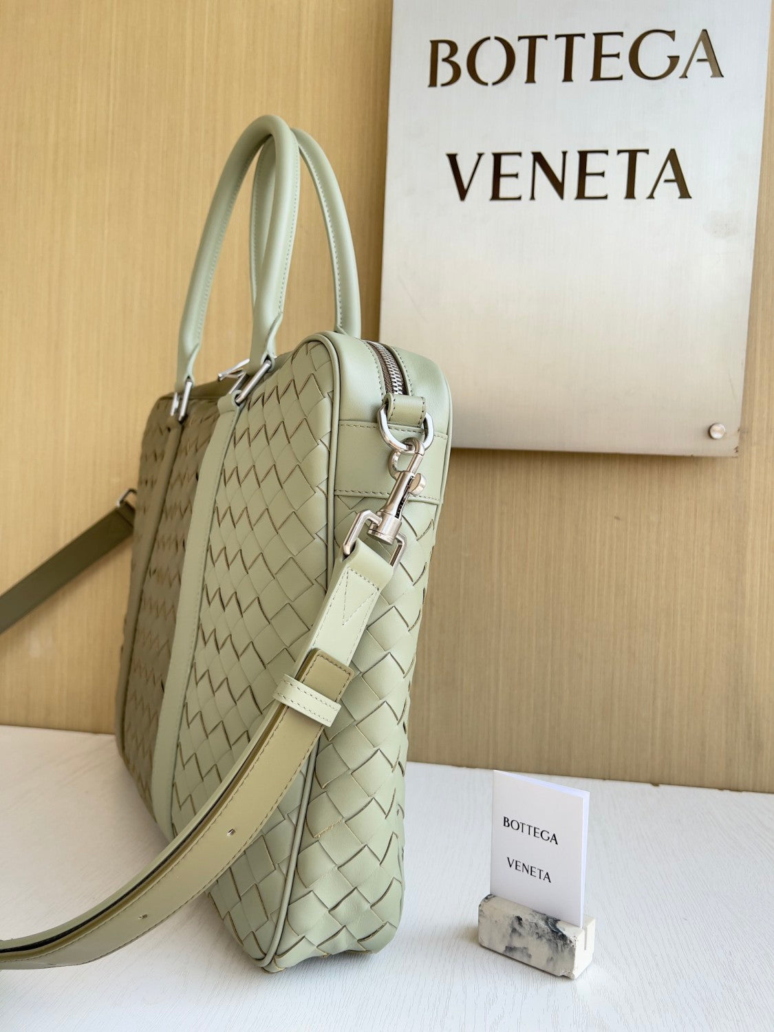 BV Intrecciato Men's Two Tone Adjustable Detachable Shoulder Strap Woven Calfskin Briefcase Handbag Bag Bags #77474