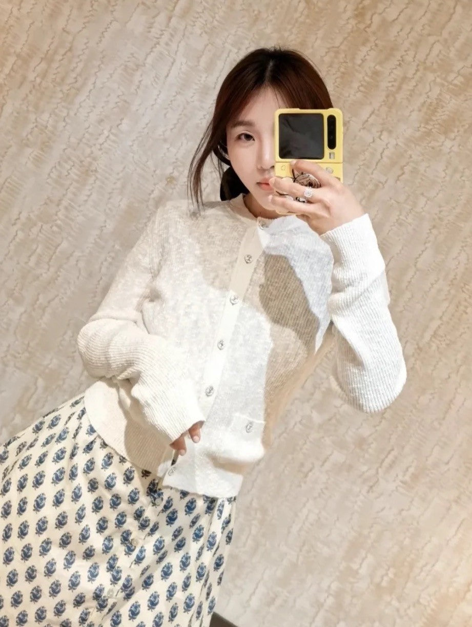 Women's Spring/Autumn Cotton Round Neck Single Button Plain Pocket Long Sleeve Knitted Cardigan Ngvp #2283