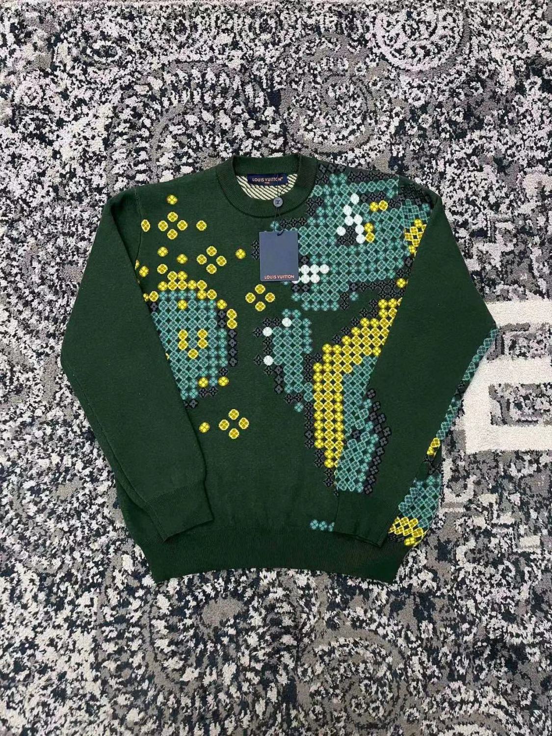 Men's Spring & Autumn Colorblocking Pattern Jacquard Cotton Round Neck Pullover Fitted Long Sleeve Sweatshirt #98318