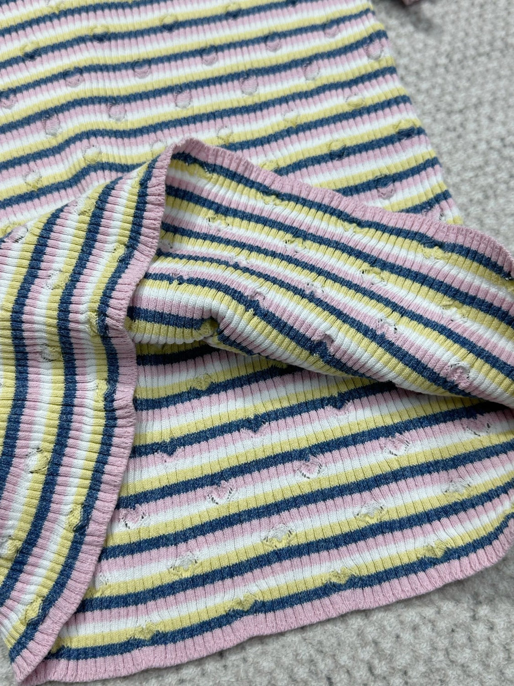 Women's Spring/Summer Letter Printed Striped Round Neck Short Sleeve Knit Sweater T-Shirt #75782