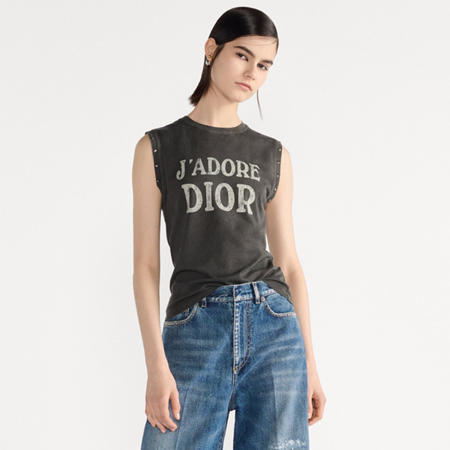 Women's Summer Fashion Casual Solid Color Cotton Letter Sleeveless Tank Top Vest #78537