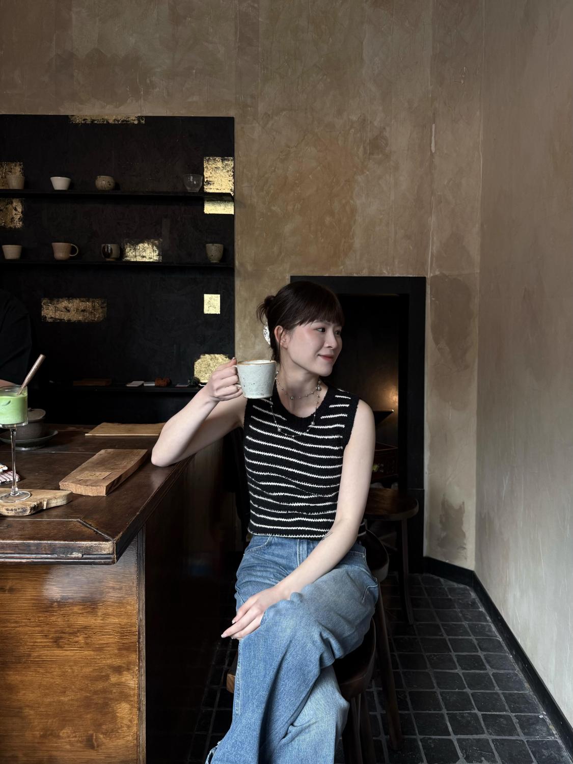 Women's Summer Wool-Blend Striped Crew Neck Multicolor Sleeveless Knit Vest Ngvp #2354