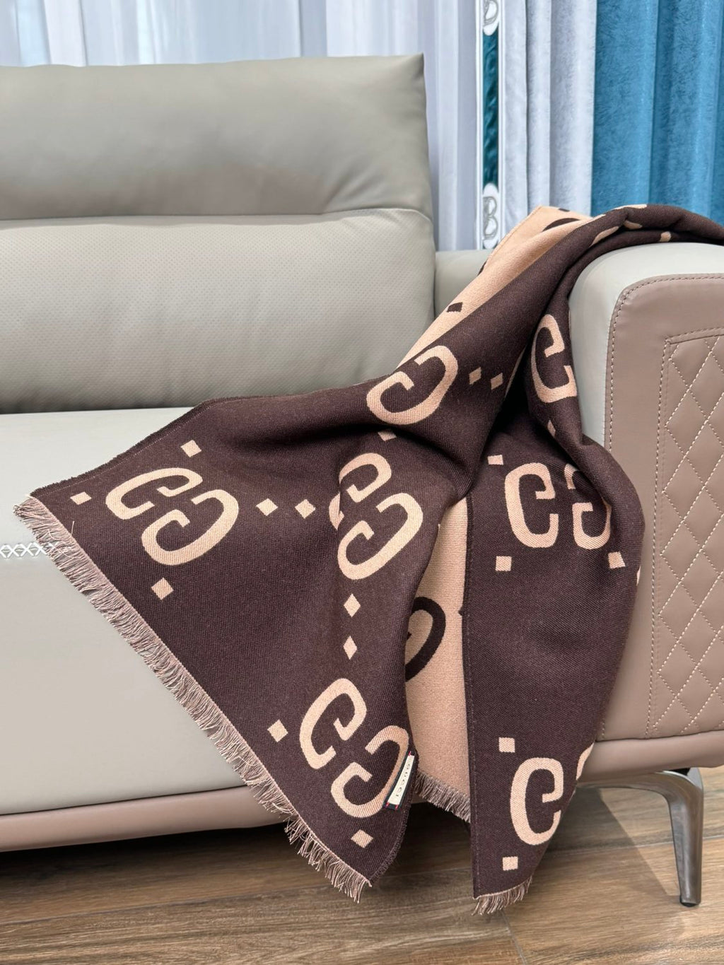 Men's and Women's GG Wool Blend Fringe Scarf #72983