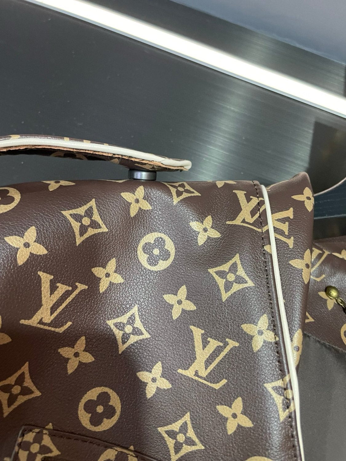 2025 FallWinter Men's Classic Monogram Tactical Leather Jacket with Three Detachable Straps #83127A