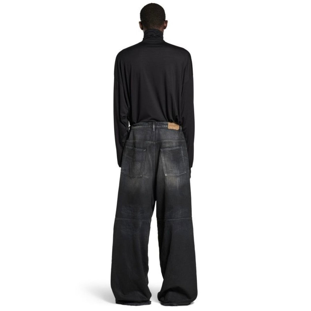 BLCG 2025ss Men's Loose Fit Waxed Denim Jeans Long Pants Trousers #82551A