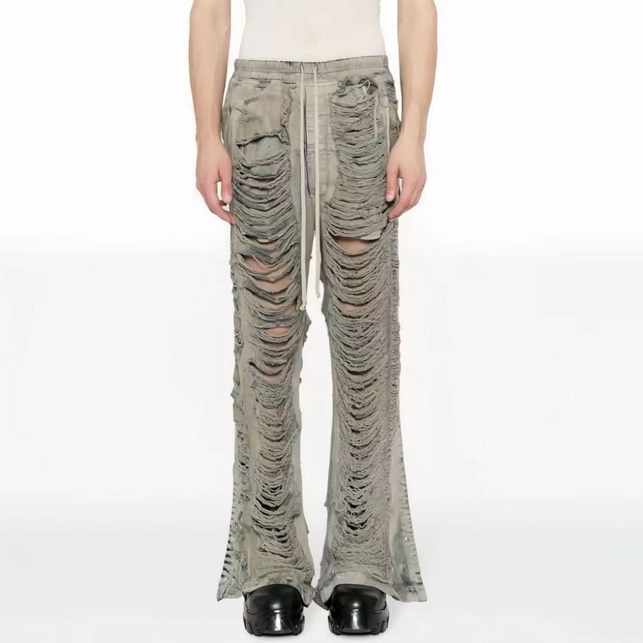 DRKSHDW Men's And Women's Fall And Winter Fashion High Street Broken Hole Jeans Trend Do Old Wide-leg Pants Ngvp #7657