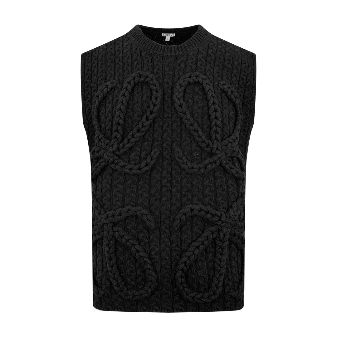 Women's High-Street Crew Neck Sleeveless Wool Vest Spring/Fall Logo Knit Sweater #81567