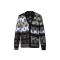 Men's Fall And Winter Black And White Jacquard Long Wool Sweater Cardigan Fashion Trend Single-breasted Long-sleeved Jacket #81626