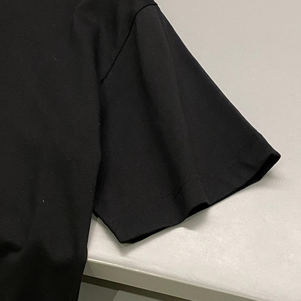 Men's And Women's Summer Letters Cartoon Pattern Printing Black Round Neck Cotton Short Sleeve T-shirt #98499