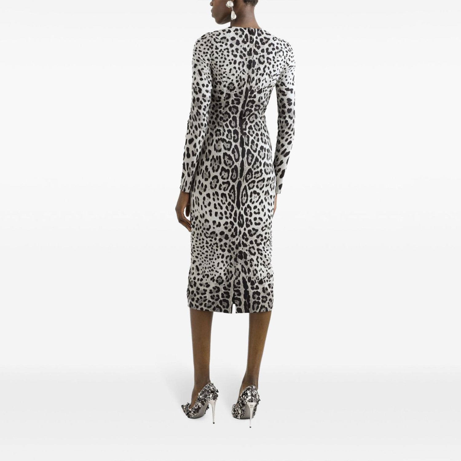 Women's Spring Summer Leopard Printed Tight Long Dress Long Sleeve Round Neck Fashion Temperament Elegant Dresses  Ngvp #9863