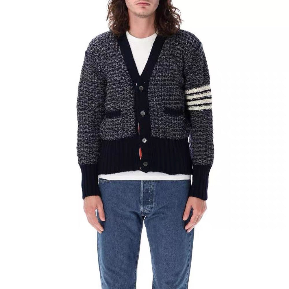 TB  Men's Women's Autumn And Winter Solid Color Knit Long Sleeve Wool Cardigan Jacket Ngvp #9513