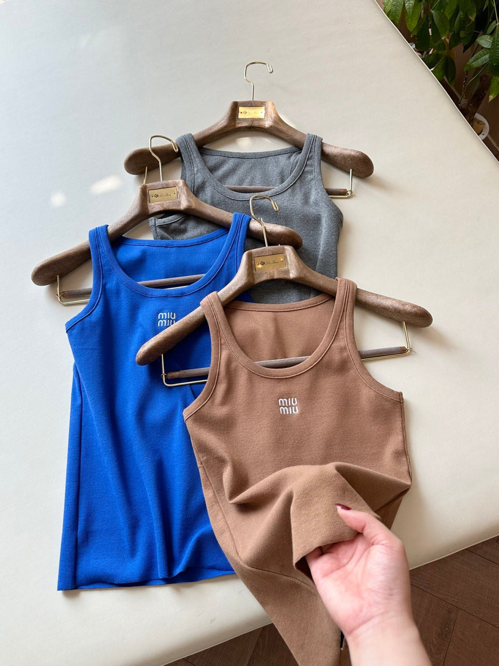 Women's Summer Solid Color Letter Print Round Neck Sleeveless Tank Top Vest #76684