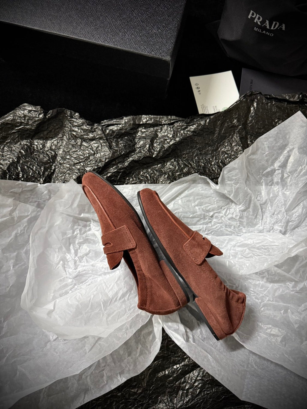 PR Women's Solid Color Round Toe Slip-On Shiny Oiled Leather and Suede Casual Loafers Shoes #77758