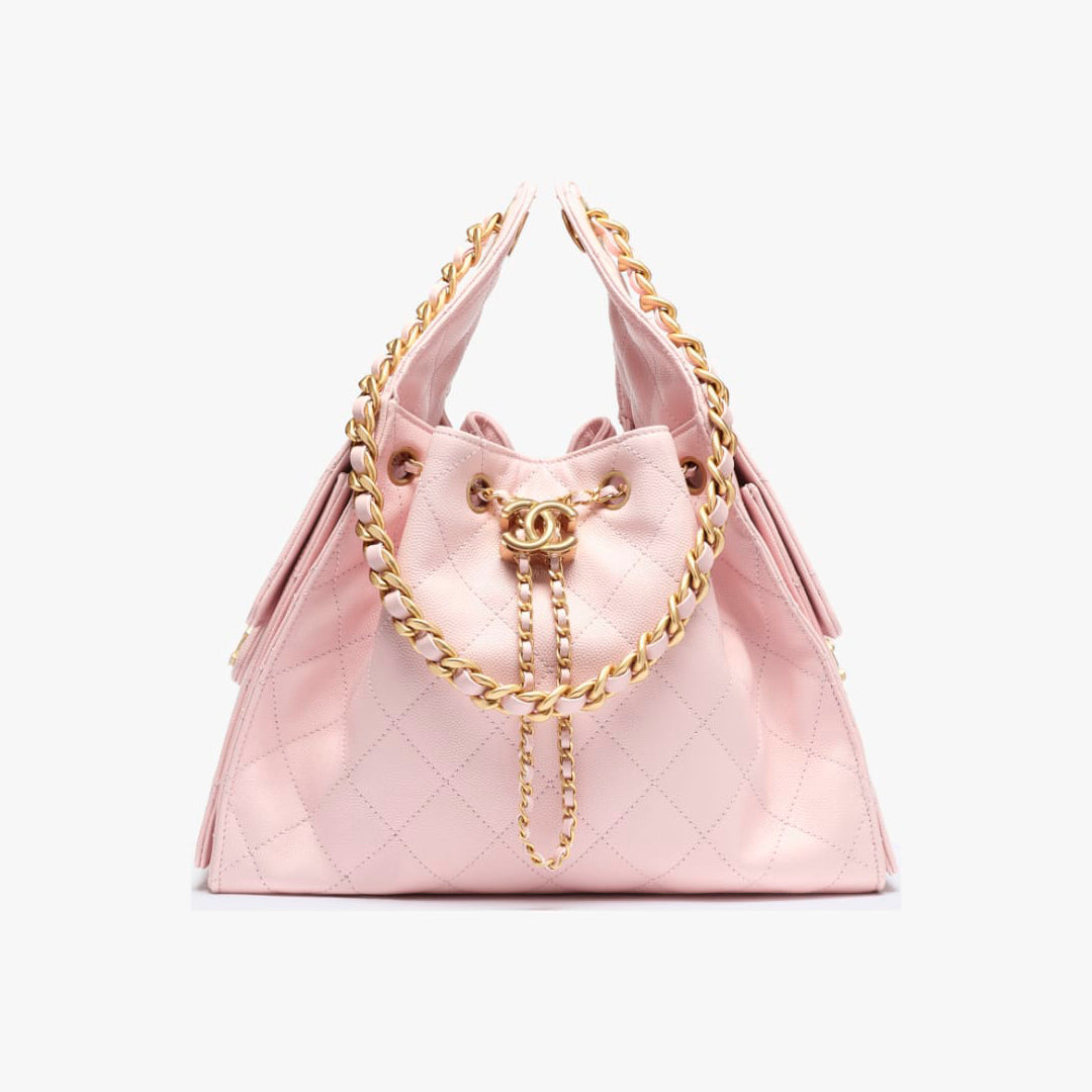 Women's Classic Double C Logo Solid Color Cowhide & Leather Tote Shoulder Bag Bags #77572