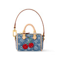 LV x TM Micro Speedy Denim Cerise Women's Blue Denim Fabric Cherry Pattern Mini Bag Bags #77583