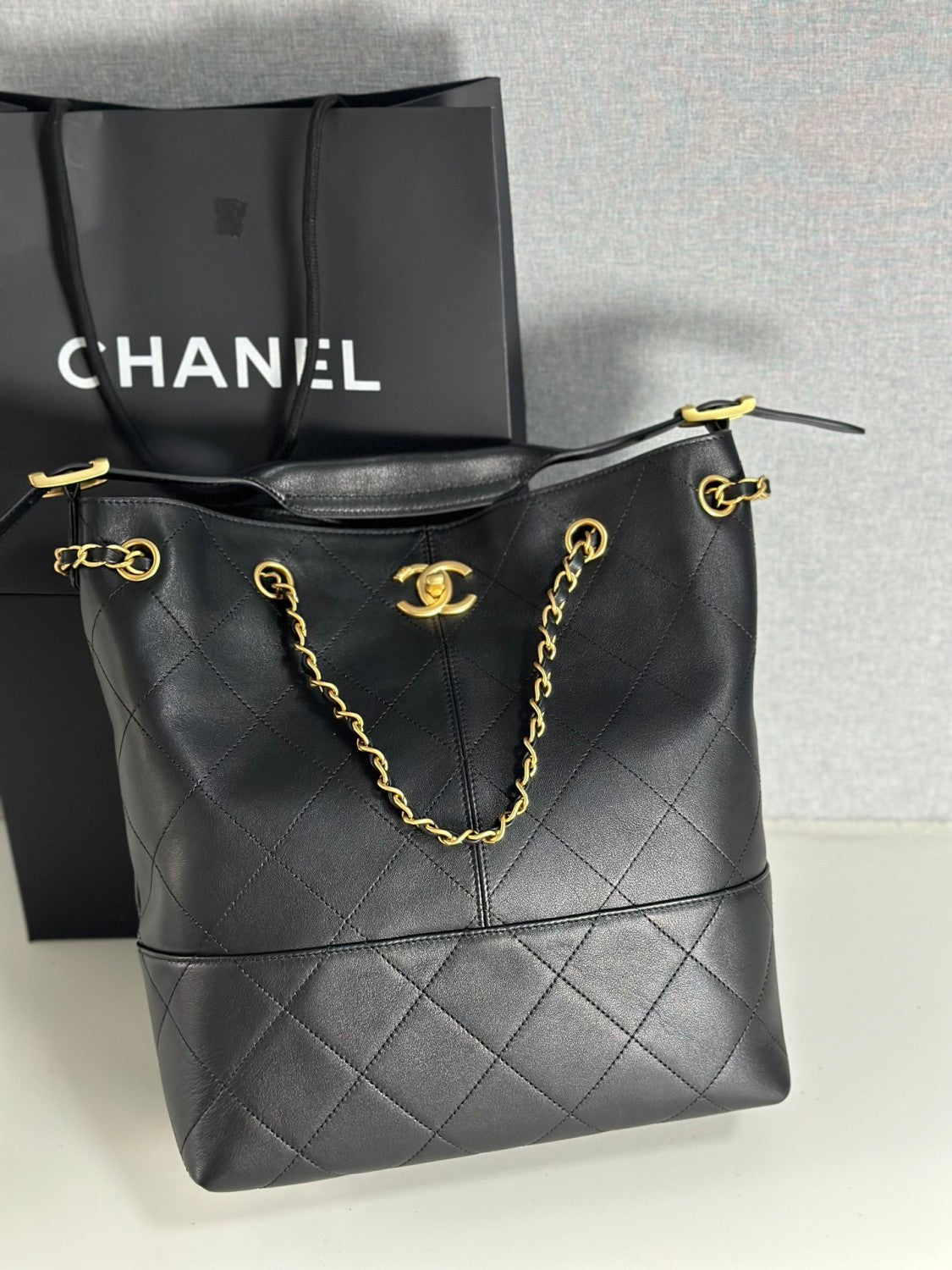 25a Hobo Full-leather Black & Gold Vertical Tote Bag Stylish Luxury Shimmering Shoulder Bag Handheld Large Capacity Bags  #82166A