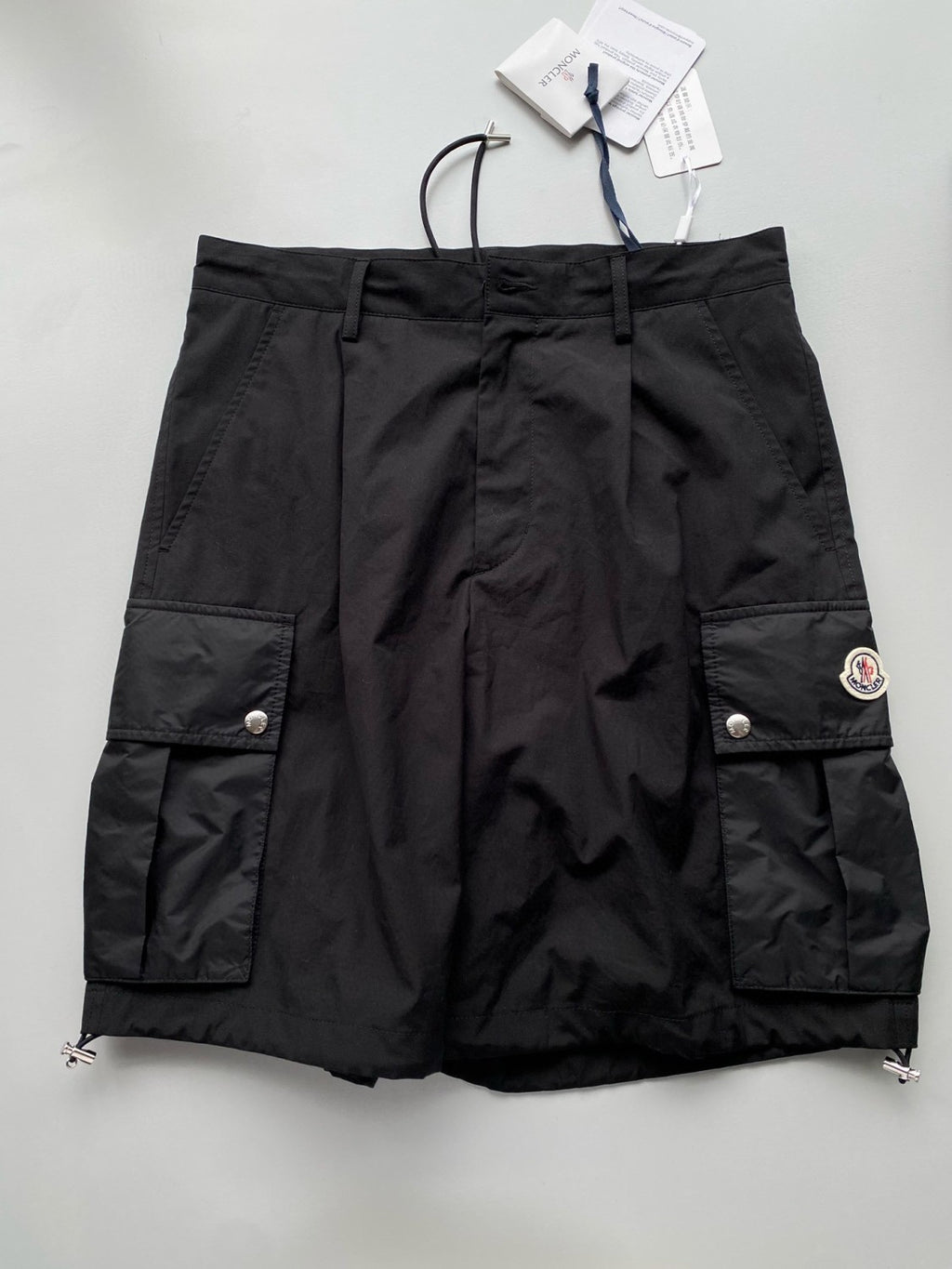 Men's Summer Black Straight Pocket Patch Logo Work Shorts #99788