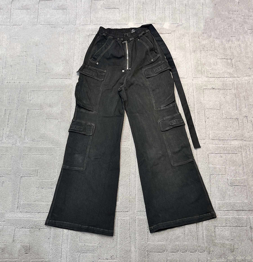 Men's Spring And Autumn Gradient Washed Jeans Casual High Street Zipper Multi-pocket Pants Ngvp #7776