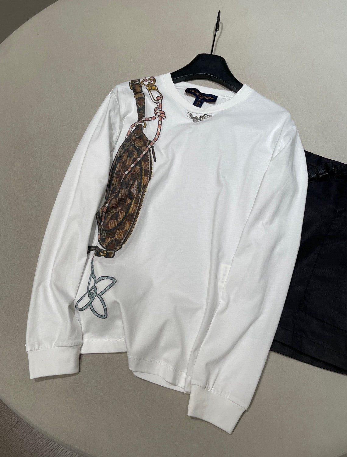 Women's White 100% Cotton Keepit Waist Bag Monogram Pattern Fall/Winter New Arrival Crewneck Pullover Sweatshirt 1AIOXU #194315