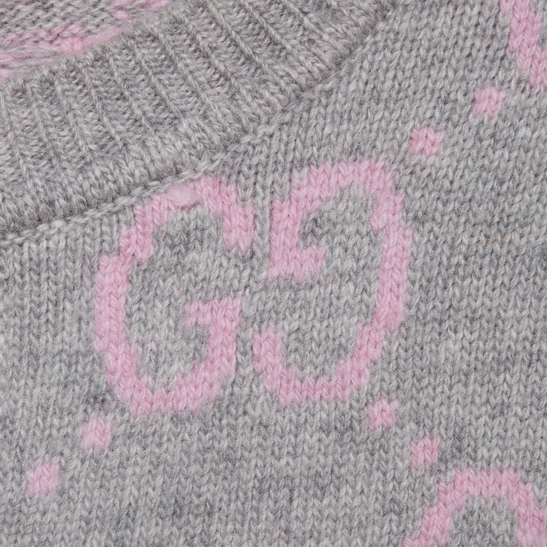 Women's Fall And Winter Double G Knit Round Neck Single Breasted Long Sleeved Jacket Sweater #73276