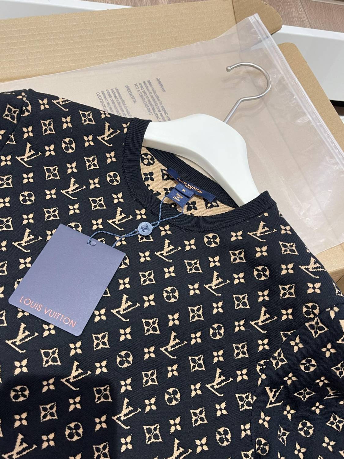 Women's Summer Logo Printed Jacquard Knit Round Neck Short Sleeve T-Shirt #72445