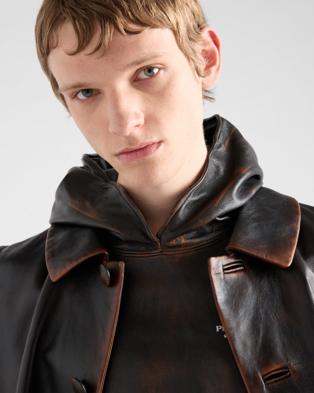2025 Autumn/Winter Runway Collection Nappa Leather Hoodie - Italian Lambskin with Premium Craftsmanship #83115A