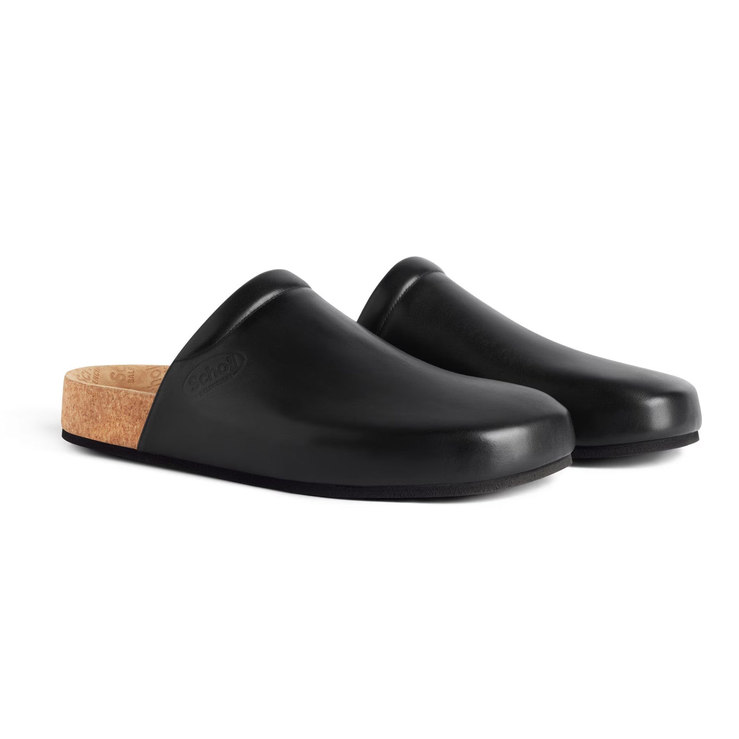 B Men's B I Scholl Flat Mule In Black Cowhide Flat Logo Birkenstock Shoes Fashion Temperament Trend Casual Shoes Slippers Ngvp #1973