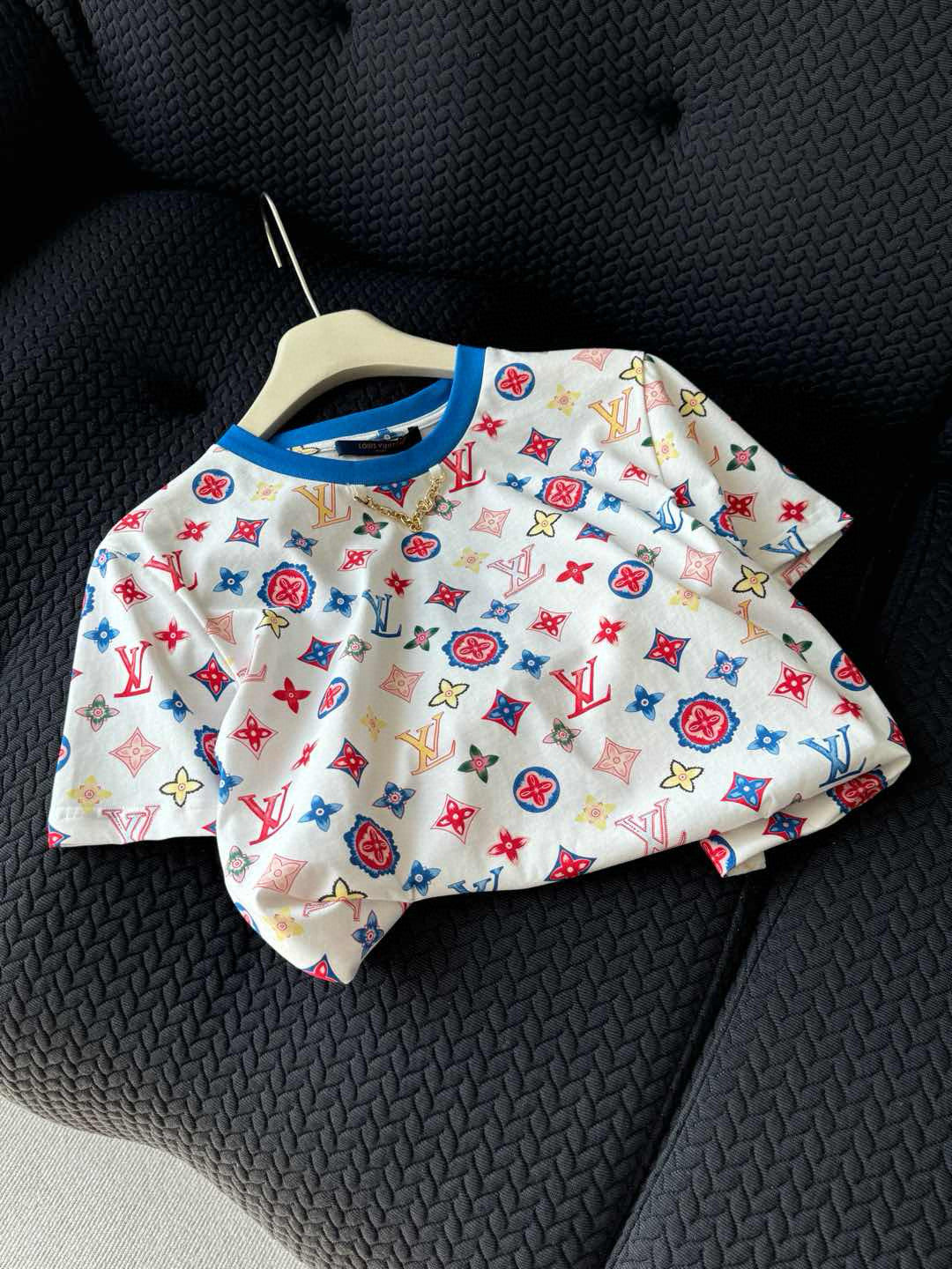 Women's Summer Logo Pattern Printed Cotton Knit Round Neck Regular Fit Short Sleeve T-Shirt #74964