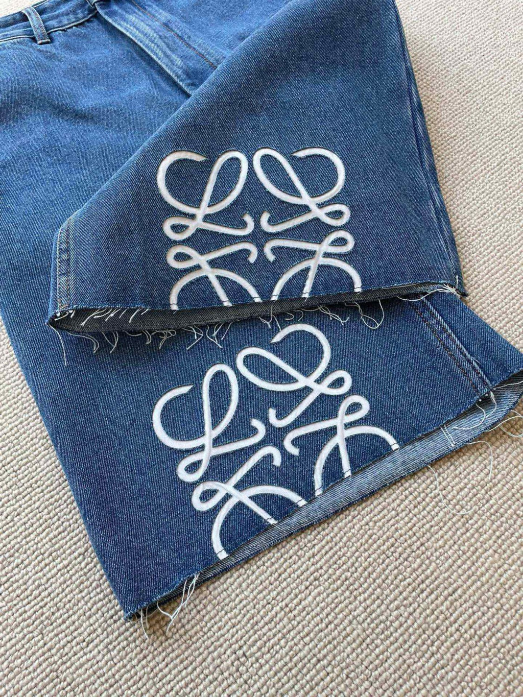 Women's Summer Blue Logo Label Straight Button Down Denim Shorts #72349