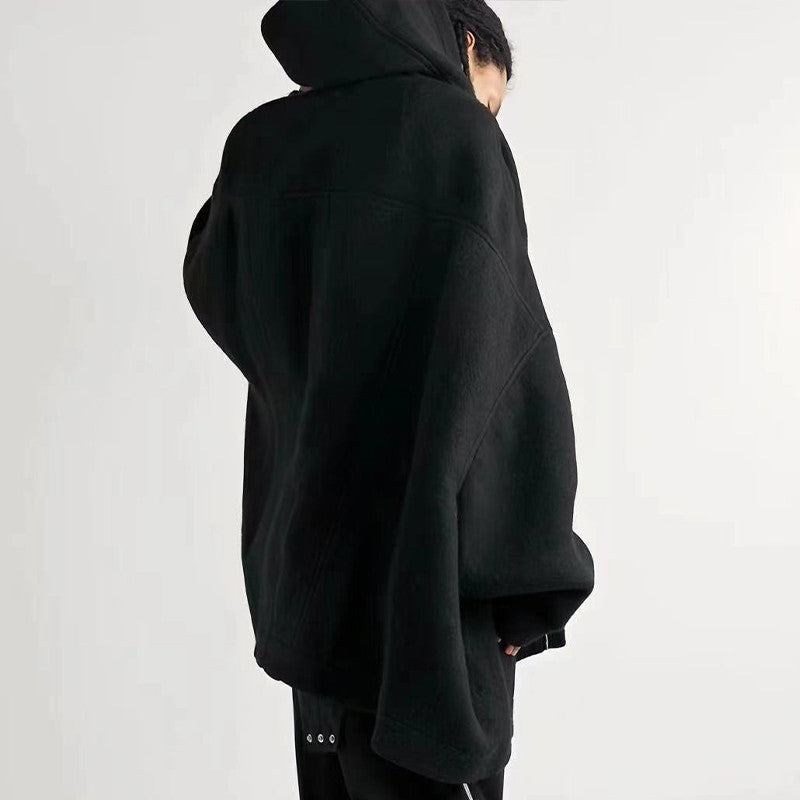 Men's Spring And Autumn Solid Color Fashion Trend Cape Wool Hoodie Long Sleeve Loose Sweater Ngvp #7523