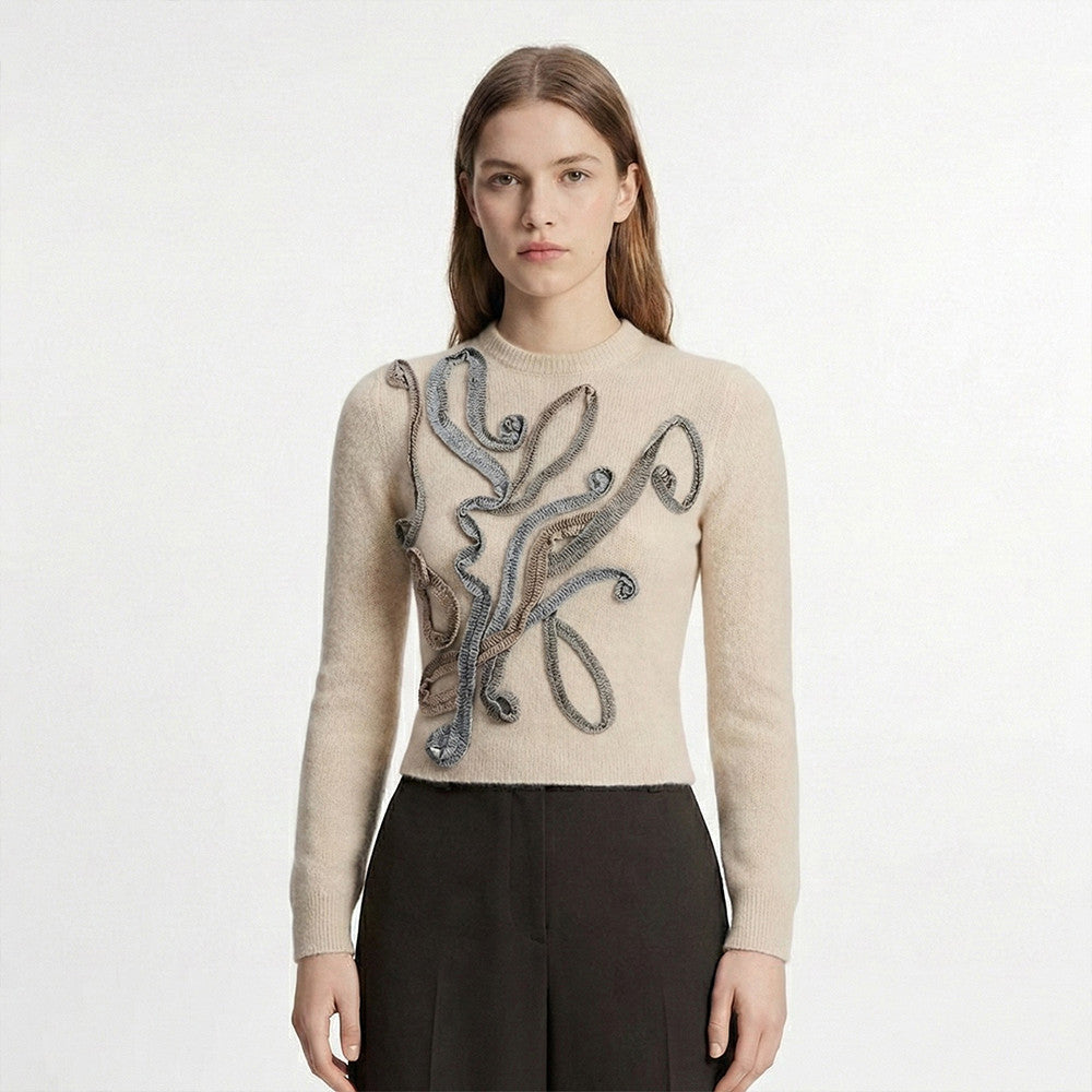 Women's Spring 2026 Collection Mohair blend Deconstructivist style Sweater #82529A