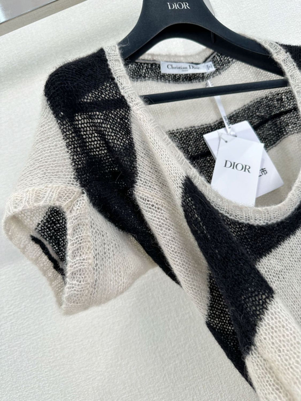 Women's Summer Striped Asymmetric Cashmere Loose Short Sleeve Sweater T-Shirt #72549